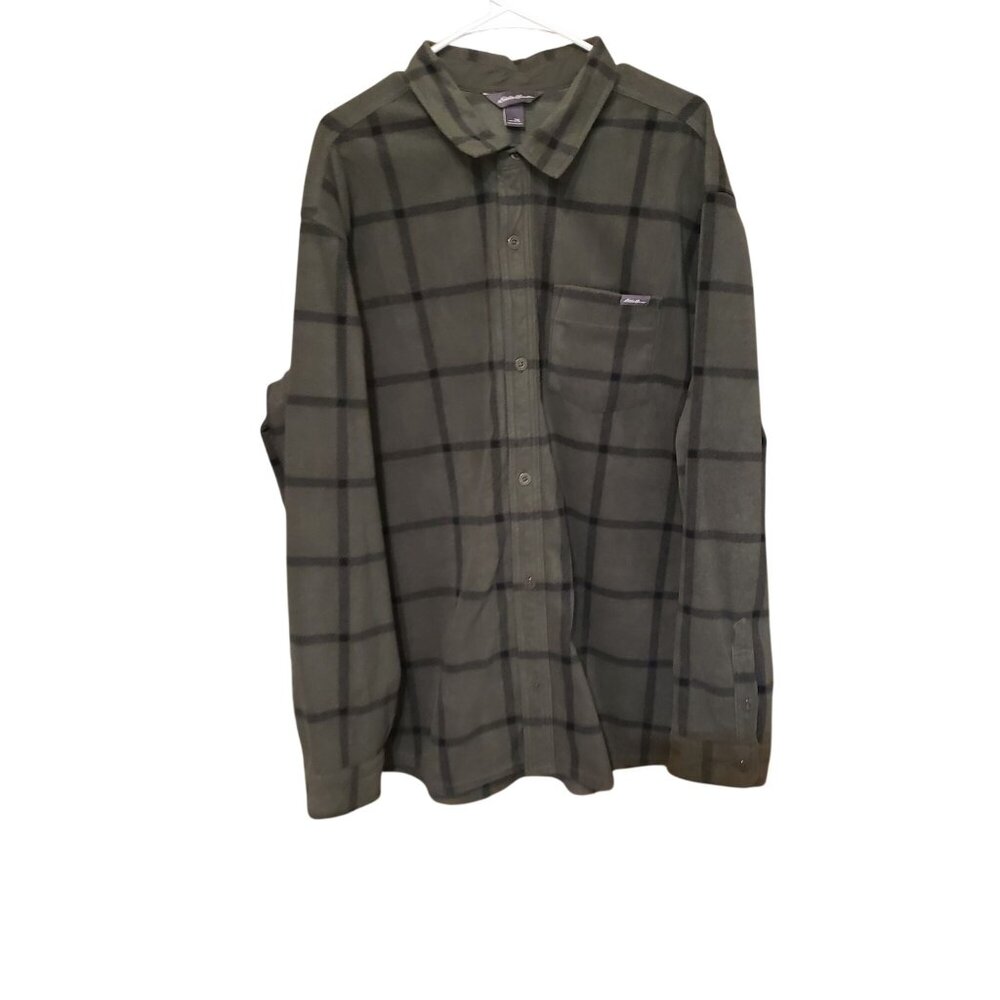 Eddie Bauer Mens 2XL Green Plaid Long Sleeve Button-Down Shirt